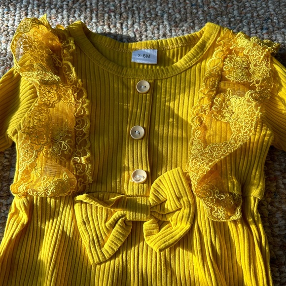 SOLOYEE Baby Girl Romper Ruffled Solid Long Sleeve Jumpsuit 3-6M - Picture 4 of 8